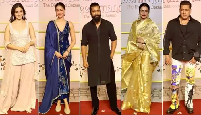 Heeramandi screening: Alia Bhatt, Ananya Panday, Vicky Kaushal, Rekha, Salman Khan and others attend. Who wore what